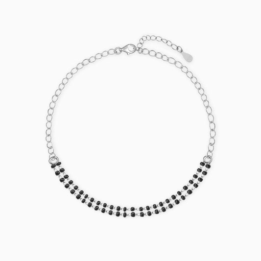 Silver Black Beads Bracelet