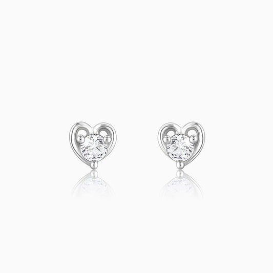 Anushka Sharma Silver Zircon Small Heart Studs