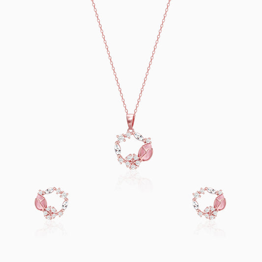 Anushka Sharma Rose Gold Drop Wreath Pendant Set