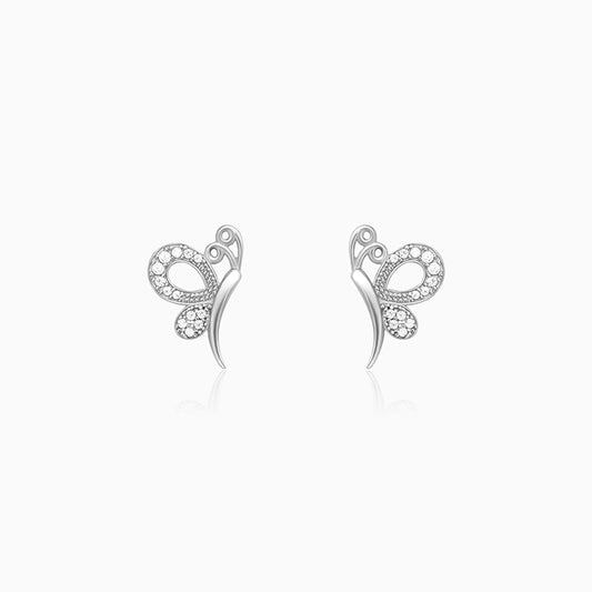 Silver Love Like A Butterfly Studs