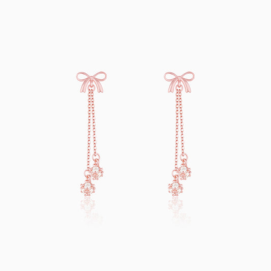 Rose Gold Bow Dangler Earrings