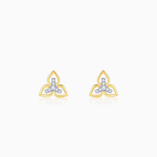 Gold Floral Triad Diamond Earrings