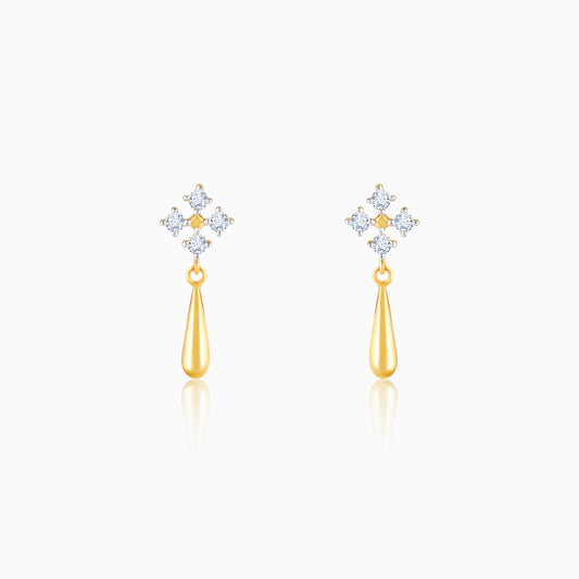 Gold Radiant Drop Diamond Earrings