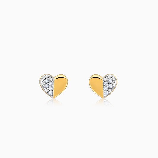 Gold Heart of Diamond Earrings