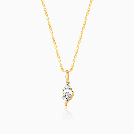 Gold Feathery Elegance Diamond Pendant