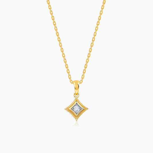 Gold Graceful Square Diamond Pendant