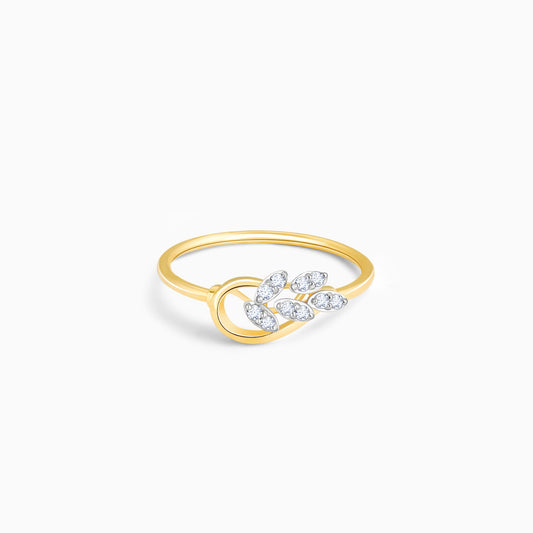 Gold Lush Leaves Diamond Ring