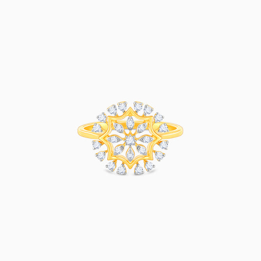 Gold Glamorous Floral Diamond Ring