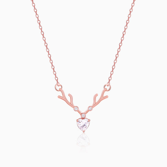 Rose Gold Deer Heart Necklace