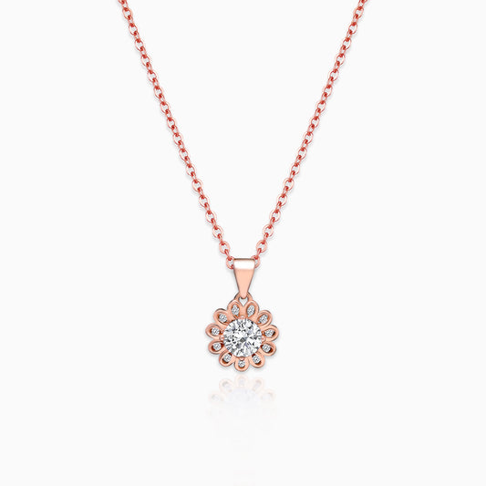 Rose Gold Sun Flower Pendant with Link Chain