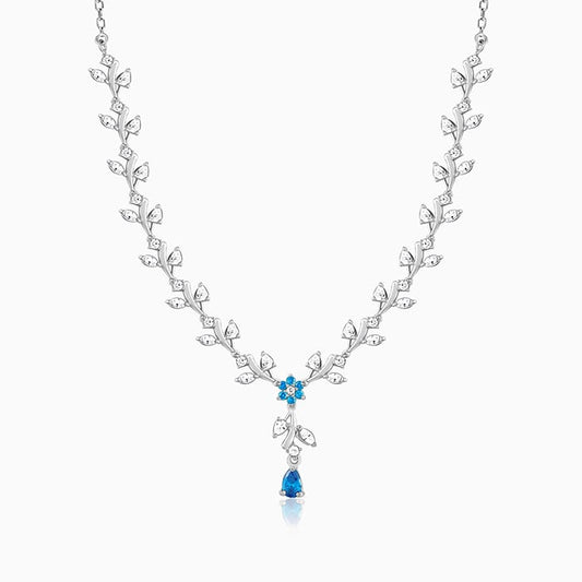 Silver Blue Daisy Necklace