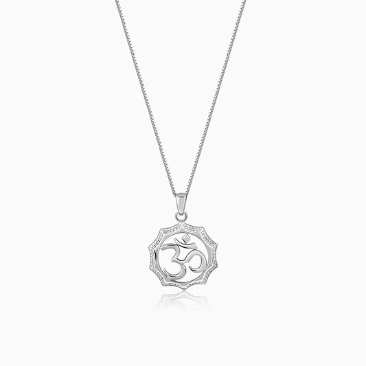 Silver Graceful Om Pendant With Box Chain For Him