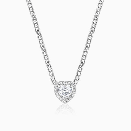 Silver Solitaire Love Necklace