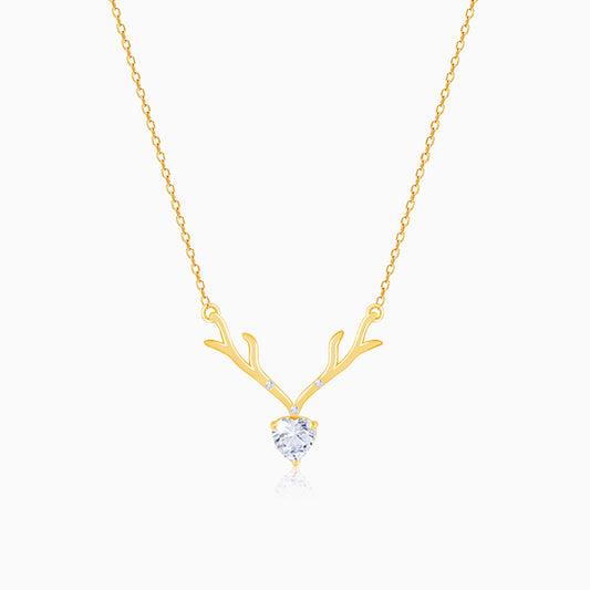 Golden Deer Heart Necklace