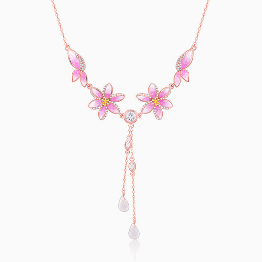 Rose Gold Pink Trillium Necklace