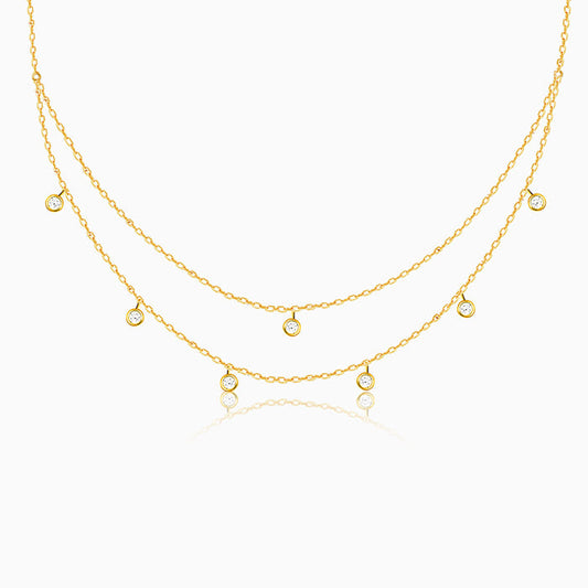 Golden Dual Layer Zircon Necklace