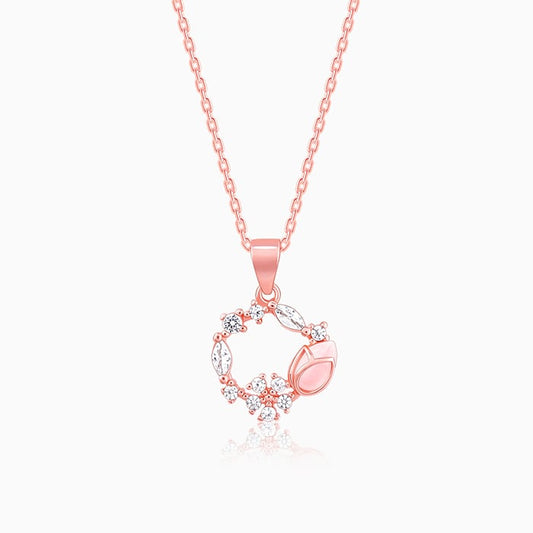 Rose Gold Drop Wreath Pendant With Link Chain