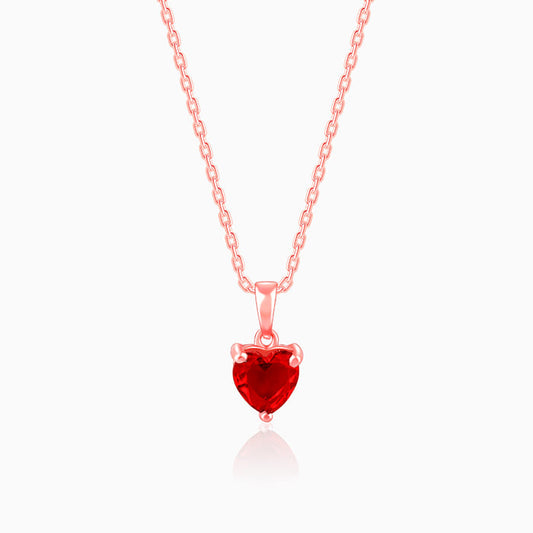 Rose Gold Loving in Red Pendant With Link Chain