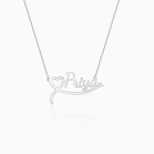 Silver Personalised Name Heart Necklace