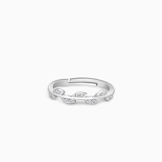 Silver Zircon Vine Shine Ring