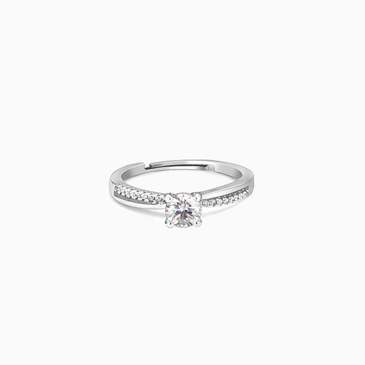 Silver Zircon Layered Ring